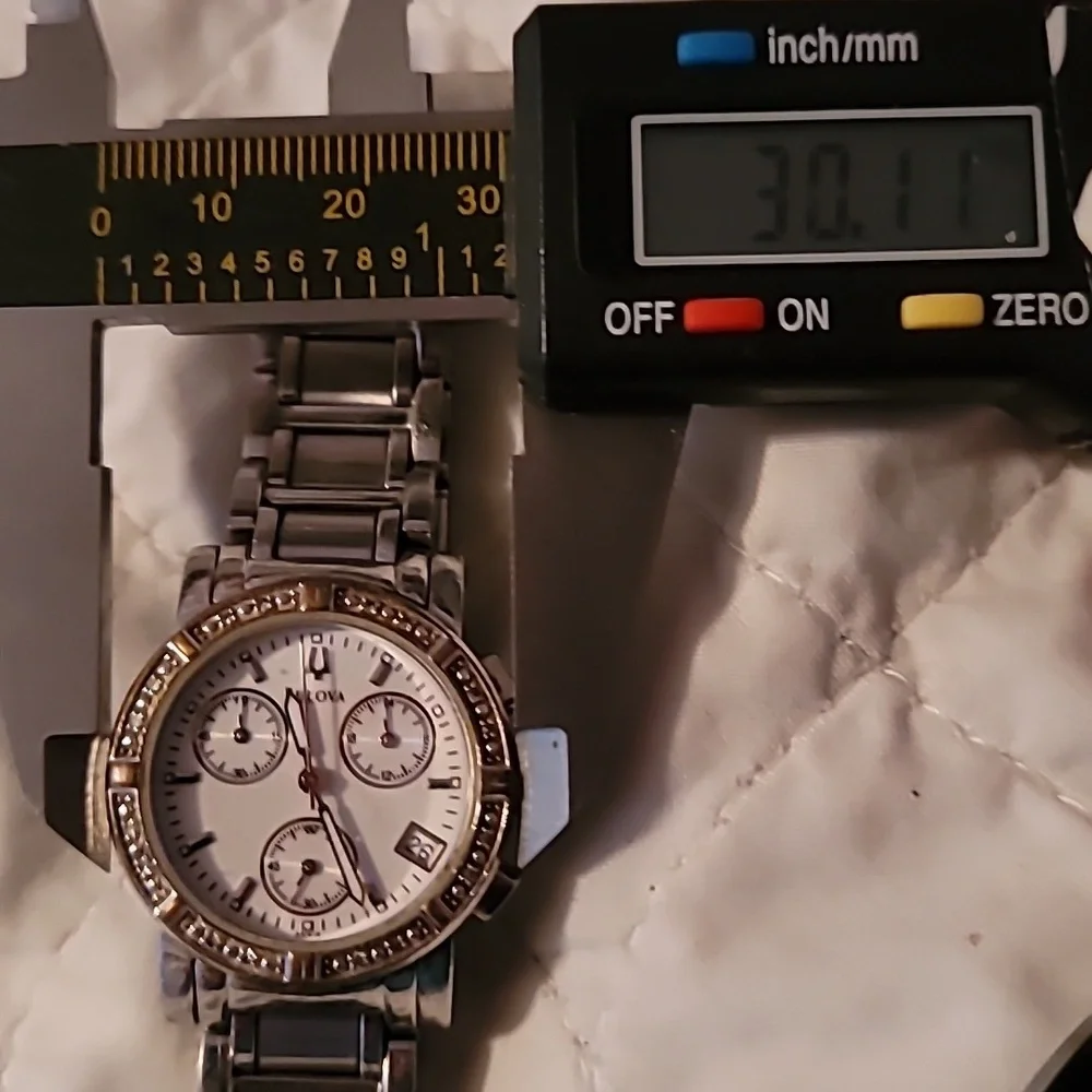 Women's Bulova‎ Chronograph Watch Diamond Bezel Stainless Steel Watch C637381